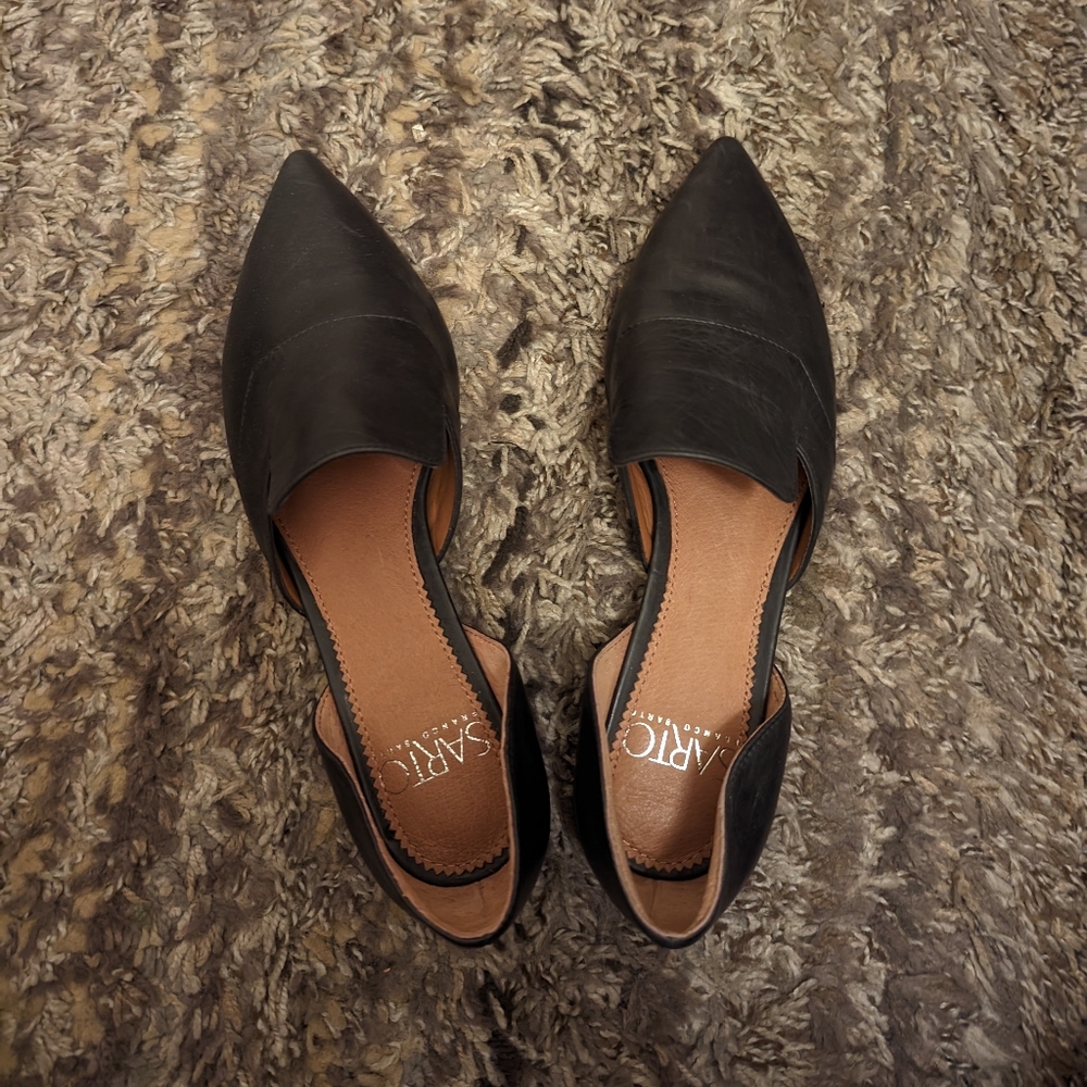 Franco Sarto D'Orsay Leather Black Flats Size 5M